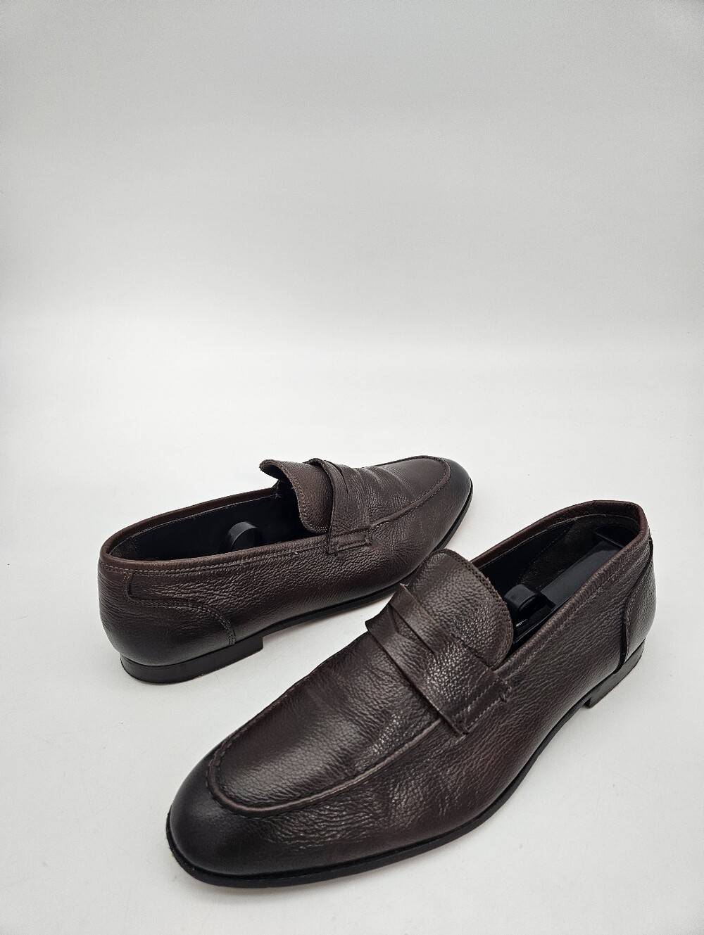 TO BOOT NEW YORK "DEVILLE" BROWN PEBBLED PENNY LOAFERS IN SIZE 10.5